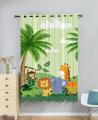 Newturn 155 cm (5 ft) Window Polyester Room Darkening Curtain Single Curtain(Green, Abstract, Animal, Printed)
