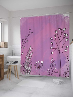 V4S 214 cm (7 ft) Polyester Room Darkening Door Curtain (Pack Of 2)(Floral, Pink)