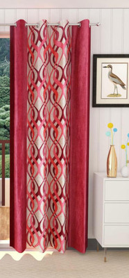 GCPL 152 cm (5 ft) Polyester Semi Transparent Window Curtain Single Curtain(Printed, Maroon)