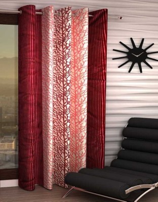 India Furnish 274 cm (9 ft) Polyester Semi Transparent Long Door Curtain Single Curtain(Printed, Abstract, Maroon)