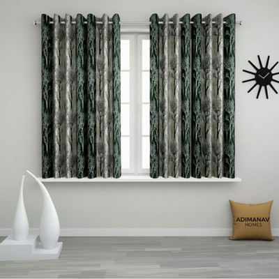 Adimanav 152.4 cm (5 ft) Window Polyester Semi Transparent Curtain (Pack Of 4)(Green, Self Design)