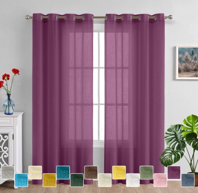Linenweaves 182 cm (6 ft) Cotton Semi Transparent Window Curtain (Pack Of 2)(Solid, Plum)