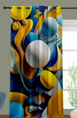 Vmd 154 cm (5 ft) Window Polyester Room Darkening Curtain Single Curtain(Yellow, Geometric)