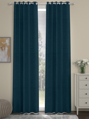 ROSARA HOME 275 cm (9 ft) Polyester Semi Transparent Long Door Curtain (Pack Of 2)(Solid, Navy Blue)