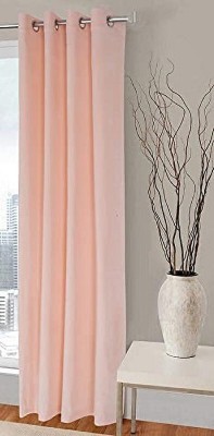 Dashing Fabrics 274.32 cm (9 ft) Velvet Blackout Long Door Curtain Single Curtain(Solid, Peach)