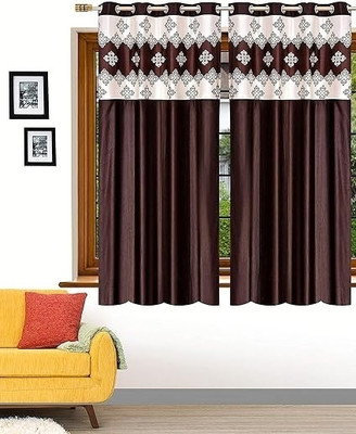 Lunar Days 152 cm (5 ft) Window Polyester Room Darkening Curtain (Pack Of 2)(Coffee, Printed)