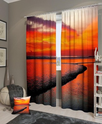 Ad Nx 274 cm (9 ft) Polyester Room Darkening Long Door Curtain (Pack Of 2)(Floral, Orange)