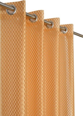 vjk fab 214 cm (7 ft) Net Semi Transparent Door Curtain (Pack Of 2)(Solid, Golden)