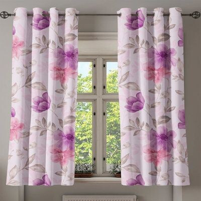 Fashion Point 214 cm (7 ft) Door Polyester Room Darkening Curtain Single Curtain(Purple, Floral)