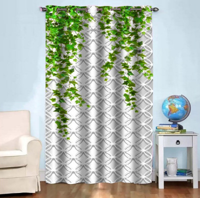 OHD 154 cm (5 ft) Window Polyester Room Darkening Curtain Single Curtain(Green, Floral)