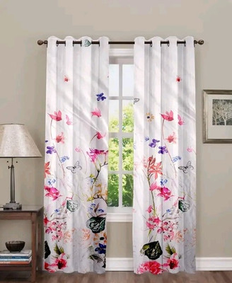 S VEERA 274 cm (9 ft) Long Door Polyester Room Darkening Curtain Single Curtain(Purple, Floral)