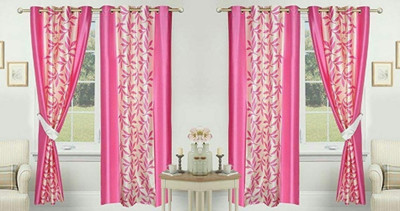 Flipkart SmartBuy 275 cm (9 ft) Long Door Polyester Semi Transparent Curtain (Pack Of 4)(Pink-102, Self Design)