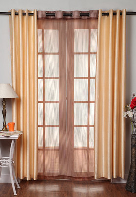 Homefab India 274.5 cm (9 ft) Long Door Polyester Transparent Curtain (Pack Of 3)(Multicolor, Solid)