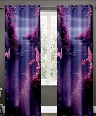 AAI 214 cm (7 ft) Door Polyester Room Darkening Curtain Single Curtain(Pink, Printed)
