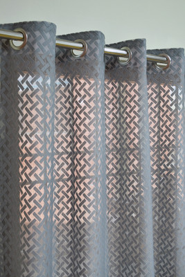 Galaxy Drape 153 cm (5 ft) Window Net Transparent Curtain (Pack Of 2)(Grey, Self Design)
