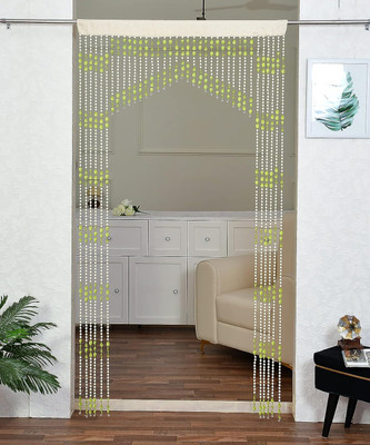 SLH HANDLOOM 213 cm (7 ft) Door PVC Semi Transparent Curtain Single Curtain(Green, Striped)