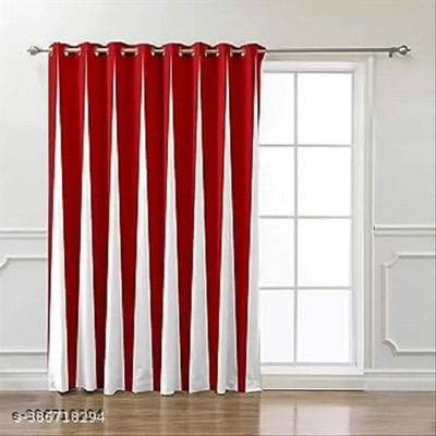 nobel fab 214 cm (7 ft) Door Polyester Room Darkening Curtain Single Curtain(Red, Floral)
