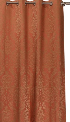 Home-The best is for you 228.6 cm (8 ft) Jacquard Room Darkening Door Curtain Single Curtain(Self Design, Rust)