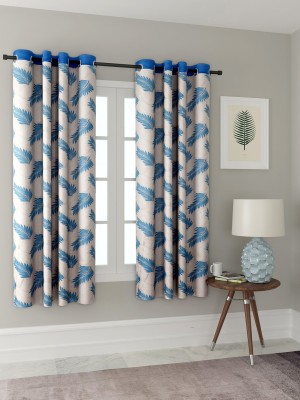 Cortina 150 cm (5 ft) Polyester Room Darkening Window Curtain Single Curtain(Striped, Blue)