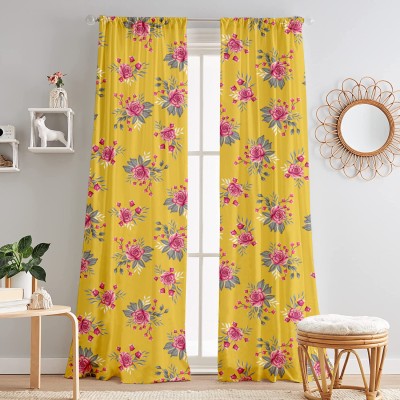 Lushomes 147 cm (5 ft) Polyester Blackout Door Curtain (Pack Of 2)(Printed, Yellow)