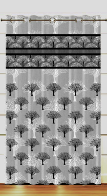S21 274 cm (9 ft) Long Door Polyester Room Darkening Curtain Single Curtain(Black, Printed)