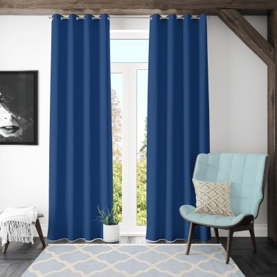 KUBER INDUSTRIES 213 cm (7 ft) Polyester Blackout Door Curtain Single Curtain(Solid, Blue)