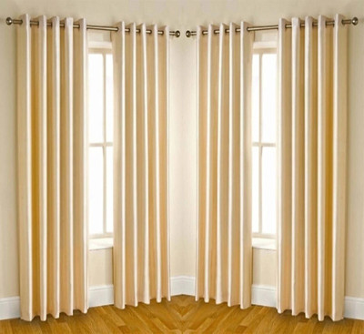 India Furnish 274 cm (9 ft) Long Door Polyester Room Darkening Curtain (Pack Of 4)(Cream, Plain, Solid)