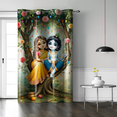 SJY 152 cm (5 ft) Window Polyester Room Darkening Curtain (Pack Of 2)(Multicolor, Printed, Floral)