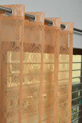Galaxy Drape 274 cm (9 ft) Long Door Net Transparent Curtain (Pack Of 2)(Gold, Self Design)