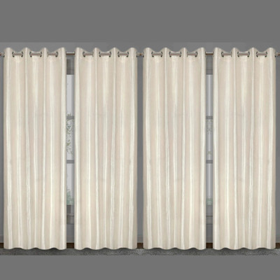 Kanodia Poly Fab 213 cm (7 ft) Door Polyester Semi Transparent Curtain (Pack Of 4)(Cream, Solid)