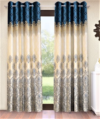 Home Sizzler 153 cm (5 ft) Polyester Semi Transparent Window Curtain (Pack Of 2)(Printed, Blue)