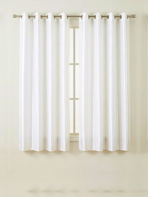 Asterisk 153 cm (5 ft) Window Polyester Semi Transparent Curtain (Pack Of 2)(White, Solid)