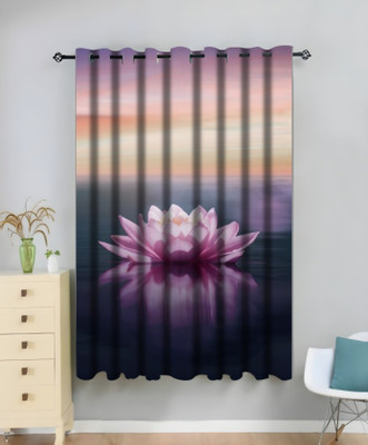 DD8 274 cm (9 ft) Long Door Polyester Room Darkening Curtain Single Curtain(Pink, Floral)