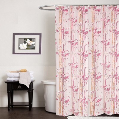 CASA FURNISHING 274 cm (9 ft) PVC Shower Curtain Single Curtain(Solid, Pink)