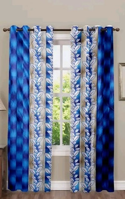 RISKY FAB 154 cm (5 ft) Window Polyester Room Darkening Curtain Single Curtain(Blue, Floral)
