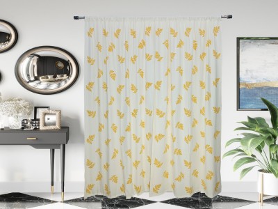 MDJONWALSDECOR 243 cm (8 ft) Cotton Semi Transparent Long Door Curtain (Pack Of 2)(Printed, MUSTERD)