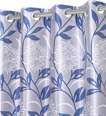 PRINCE HANDLOOM 242 cm (8 ft) Door Polyester Room Darkening Curtain (Pack Of 2)(Blue, Floral)