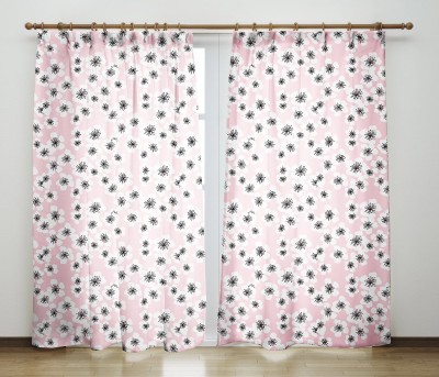 Ad Nx 154 cm (5 ft) Polyester Room Darkening Window Curtain (Pack Of 2)(Printed, Black, Pink)