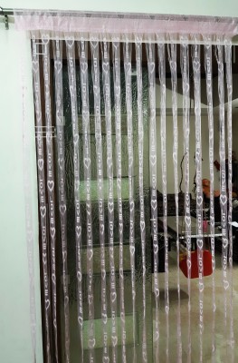 Homefab India 213.5 cm (7 ft) Polyester Transparent Door Curtain (Pack Of 2)(Self Design, Light Pink)