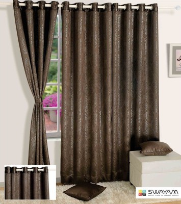 SWAYAM 274 cm (9 ft) Jacquard Long Door Curtain Single Curtain(Solid, Brown)