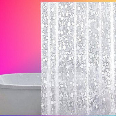 Furnish Flow 214 cm (7 ft) Polyester Semi Transparent Window Curtain Single Curtain(Printed, Bubble Design Shower Curtain AB)