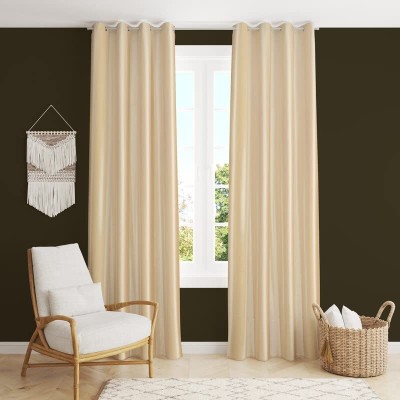 Brand Roots 214 cm (7 ft) Polyester Room Darkening Door Curtain (Pack Of 2)(Solid, Cream)