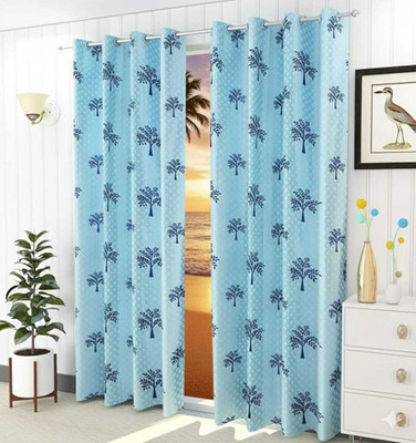TWOLOVER 213 cm (7 ft) Long Door Cotton Blackout Curtain Single Curtain(Blue, Cartoon)