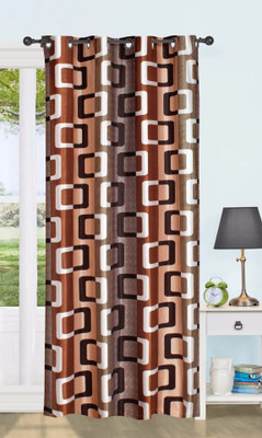 Adimanav 213.36 cm (7 ft) Door Polyester Semi Transparent Curtain Single Curtain(Brown, Geometric)