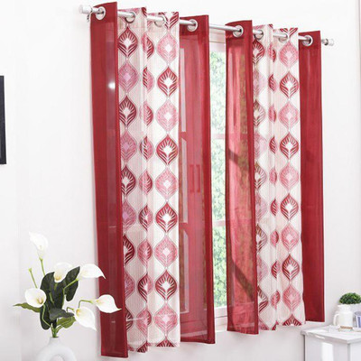 Flipkart SmartBuy 152 Cm (5 Ft) Polyester Semi Transparent Window Curtain (Pack Of 2)  (Motif, Multicolor) For Rs. 151 @ 85 %