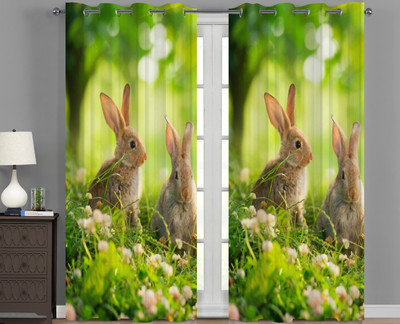 SJV 214 cm (7 ft) Door Polyester Room Darkening Curtain Single Curtain(Orange, Floral)