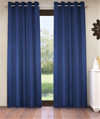 Fashion String 153 cm (5 ft) Polyester Semi Transparent Window Curtain (Pack Of 2)(Solid, Blue)