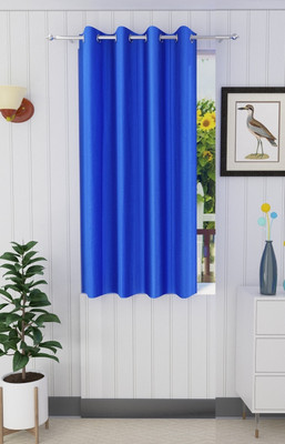 Panipat Textile Hub 152.4 cm (5 ft) Polyester Semi Transparent Window Curtain Single Curtain(Solid, Blue)