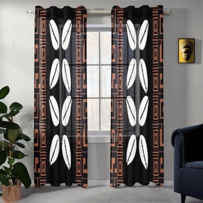 Tample Fab 274 cm (9 ft) Polyester Room Darkening Long Door Curtain (Pack Of 2)(Geometric, Brown)