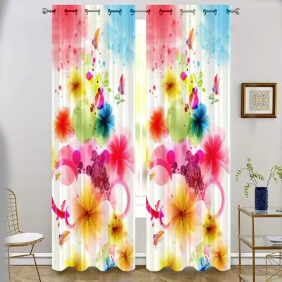 VSD 274 cm (9 ft) Polyester Room Darkening Long Door Curtain (Pack Of 2)(Floral, Multicolor)